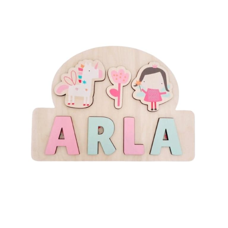 Vellamaes Houten Naampuzzel 4 Letters Eenhoorns & Feeën