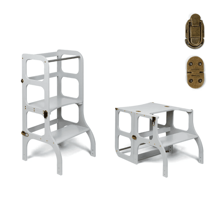 Ette Tete Leertoren Tafel Staan en Zitten Licht Grijs Met Brass Sluiting