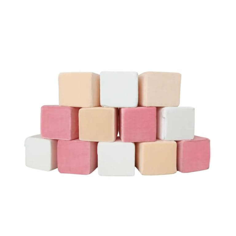 Wonder Space Pluche Schuimblokken Vierkant Roze/Beige/Wit