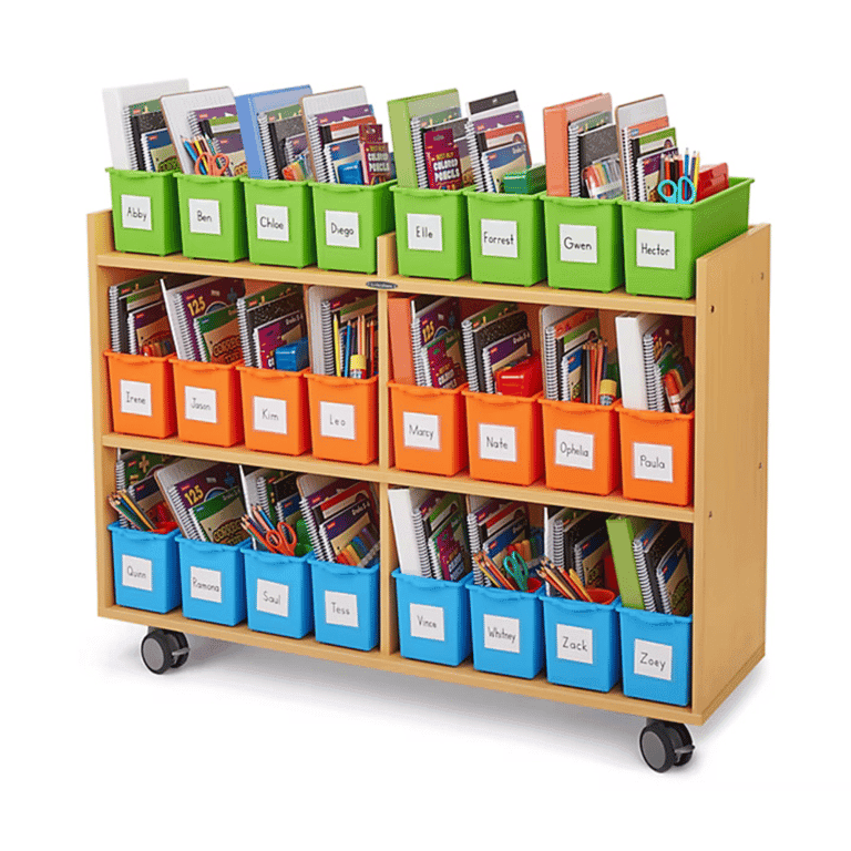 Lakeshore Learning Flex-Space Mobiele Opbergbak Plank Voor 24 Studenten Modern Maple