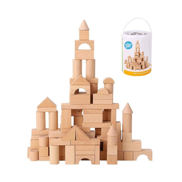 Pidoko Kids Houten Bouwstenen Natuurlijk