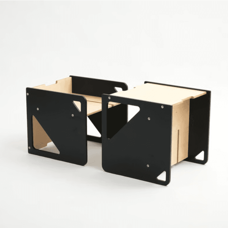 Duck Woodworks Kubus Tafel- en Stoelenset Zwart