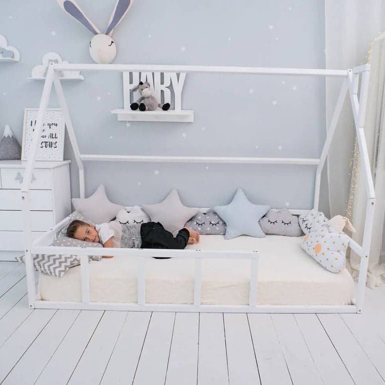 BusyWood Vloerbed voor Klimmen Volle Maat Wit
