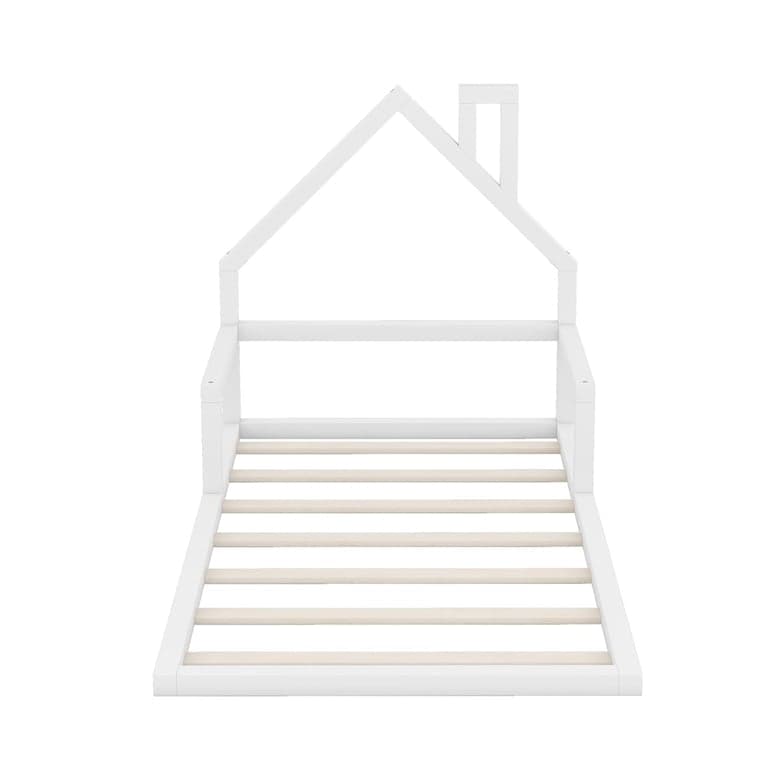 Harper & Bright Designs Kinderbed met Hoofdeinde Twin Huisvormig Wit met Dak