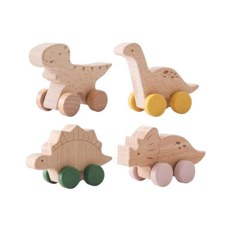 Wonder Space Houten Dinosaurus Speelgoed Tyrannosaurus, Tanystropheus, Stegosaurus en Triceratops