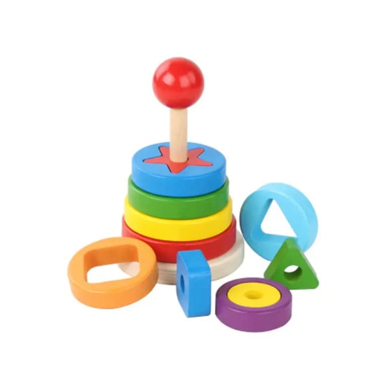 Seaside-Montessori Houten Regenboogtoren Dubbelgestapeld Geometrisch