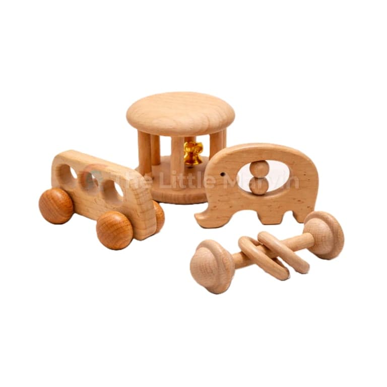 The Little Marvin Montessori Babyrammelaars Bus-Olifant