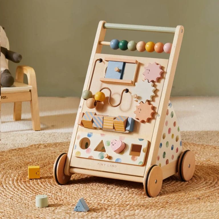 Tiny Land veelzijdige natuurlijke houten loopwagen