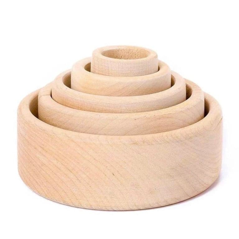 Di Little Corner 5 Stuks Houten Stapelschalen Ongelakt