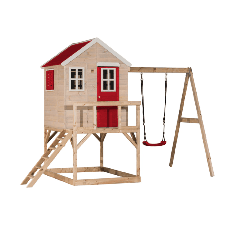 Wendi Toys My Lodge Schommelset met Platform en Enkele Schommel Rood