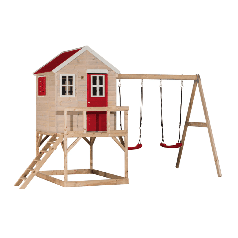 Wendi Toys My Lodge Schommelset met Platform en Dubbele Schommel Rood