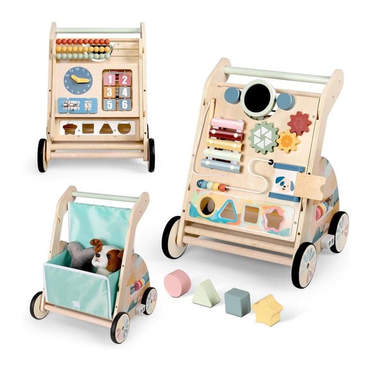 Bautia Houten Babywalker met Afneembaar Dubbelzijdig Prikbord