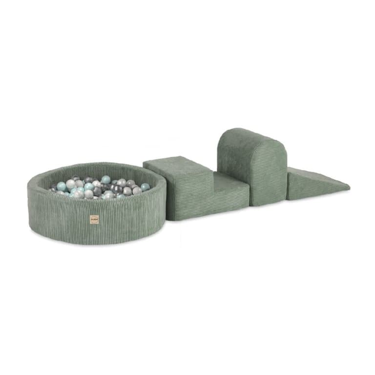 Plush Nest 3-delige Corduroy Zachte Speelset Met Droog Zwembad Groen