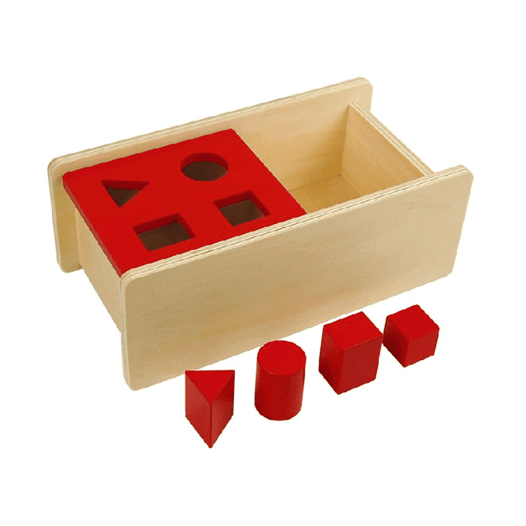 Kid Advance Montessori Kiekeboe Kistjes met Klapdeksel en 4 Vormen
