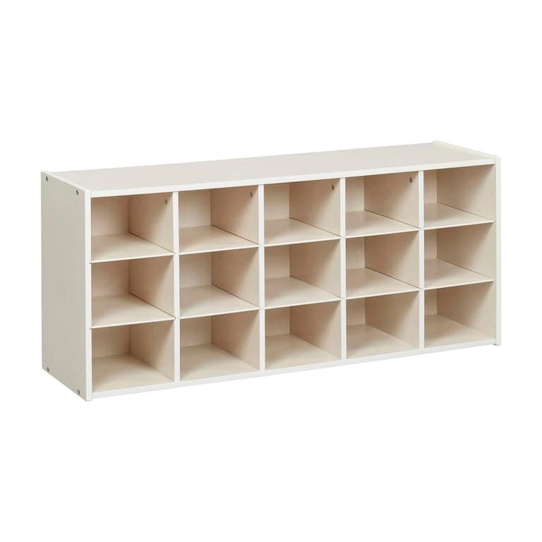 ECR4Kids Streamline 15-Cubby Opbergkast 3 x 5 White Wash
