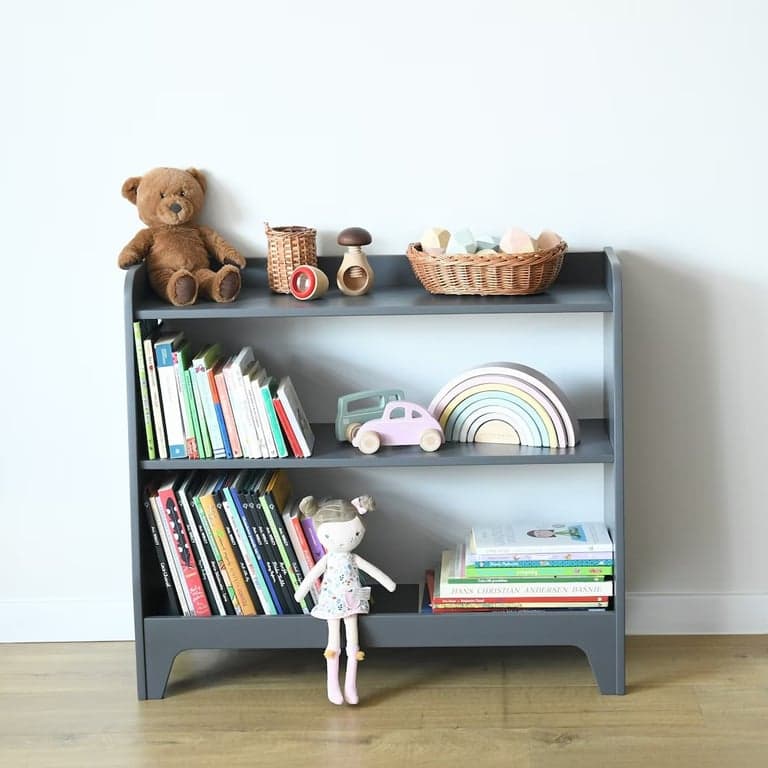WAMMcosyroom Montessori Speelgoedplank Donkergrijs Gebeitst