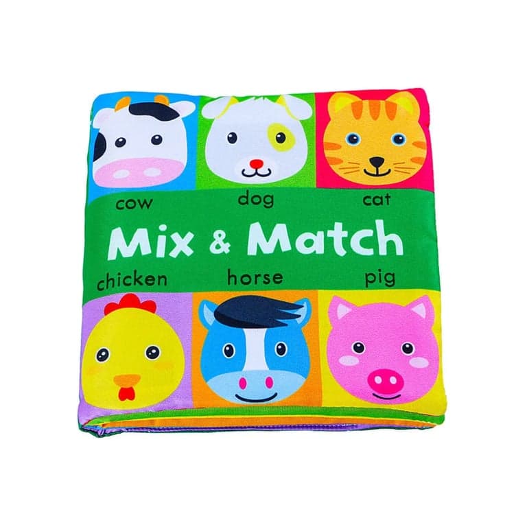 Seaside-Montessori Mix en Match Linnen Boek Boerderij Dieren (Engelstalig)