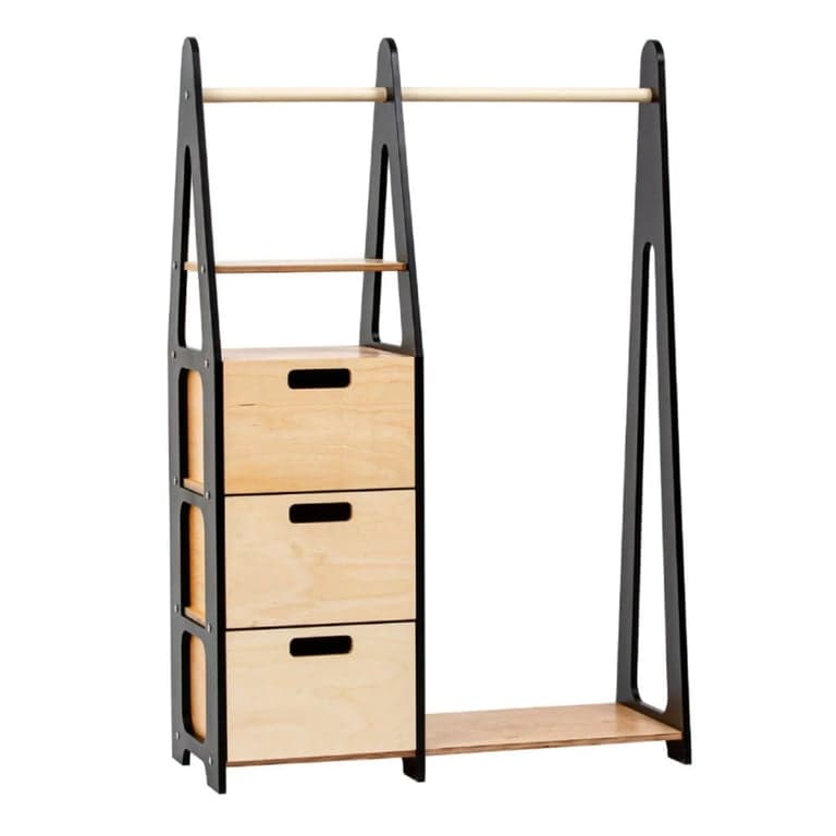 Duck Woodworks Kledingrek Met Rechthoekige Laden Zwart