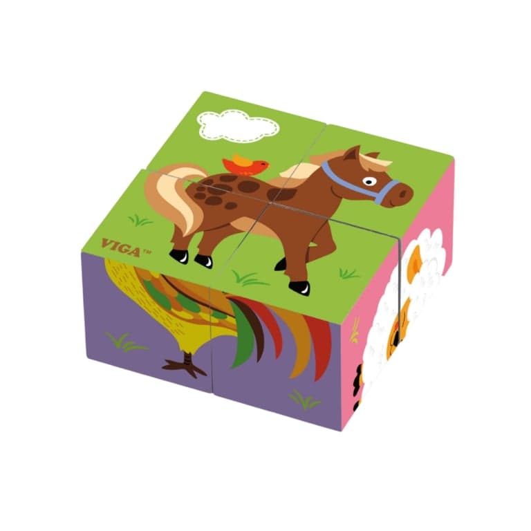 Viga Kubus Puzzel Boerderijdieren