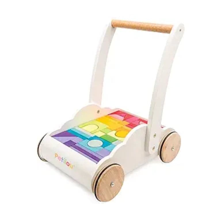 Le Toy Van Duwwandelaar Met Blokken en Wagen