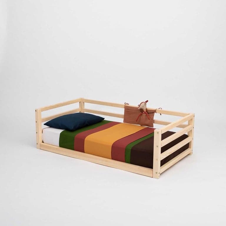 Sweet Home From Wood Montessori Vloerbed met Relingen aan 3 zijden 190 x 90 cm Dennenhout