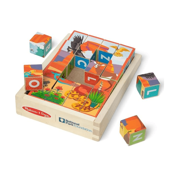 Melissa & Doug Nationale Parken Alfabet & Dieren 24 Delige Kubus Puzzel