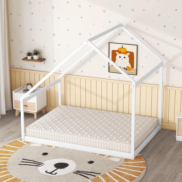 Merax Tweepersoons Bedframe met Dak Wit