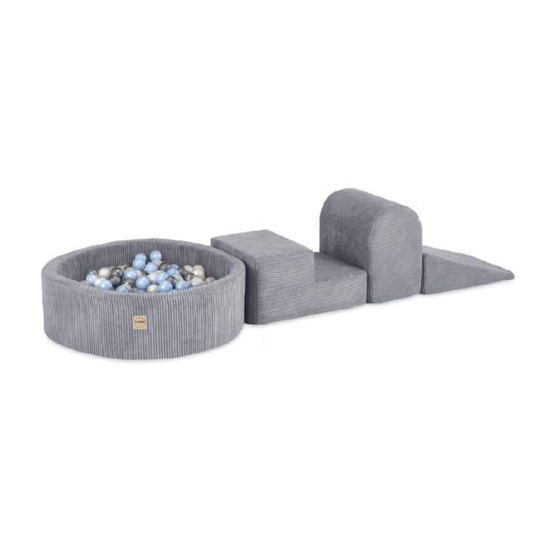 Plush Nest 3-delige Corduroy Zachte Speelset Met Droog Zwembad Grijs