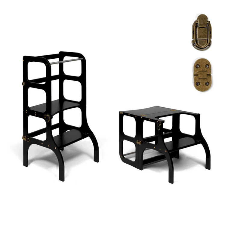 Ette Tete Leertoren Tafel Staan en Zitten Zwart Met Brass Sluiting