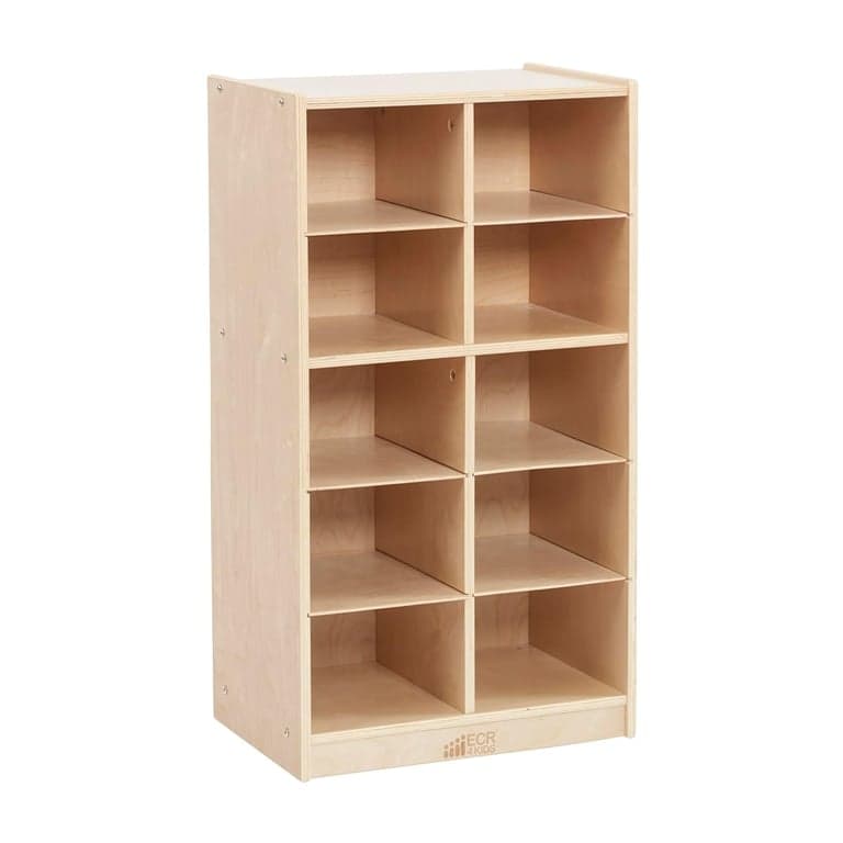 ECR4Kids 10-Cubby Mobiel Opbergkast 5 x 2 Naturel