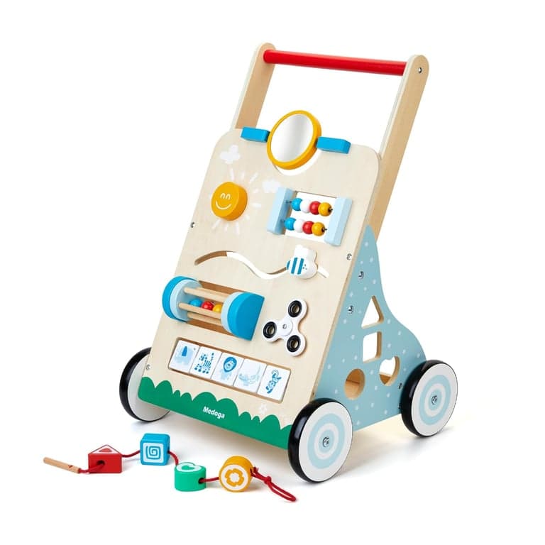 medoga Houten Baby Loopwagen met 10 Activiteiten Speelgoed