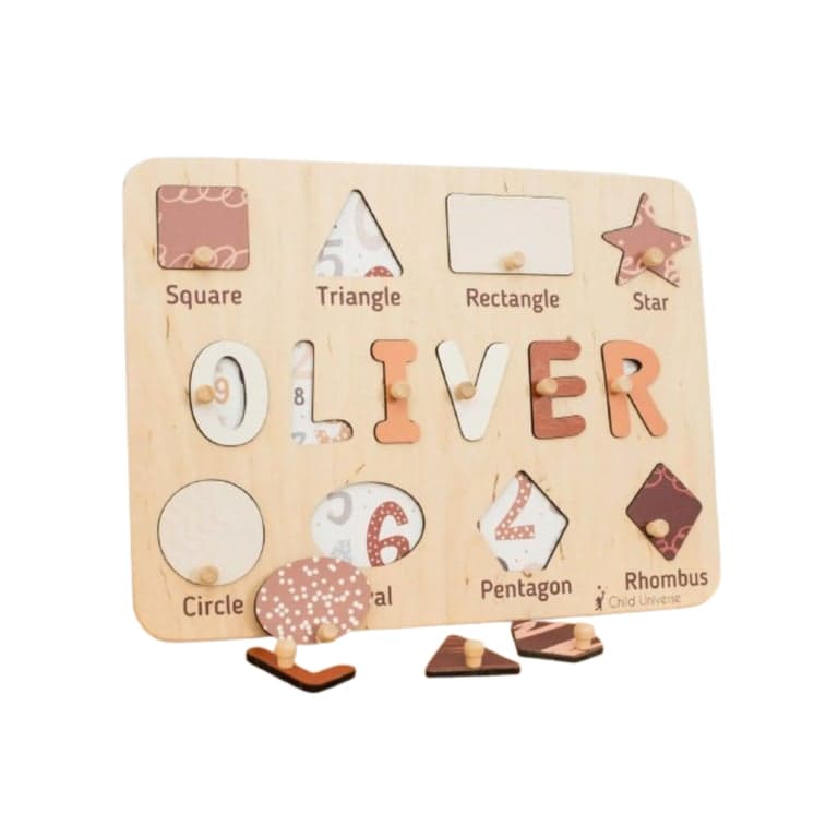 ChildUniverse Vorm Sorteren Naam Puzzel met Pinnen NaamPuzzel9