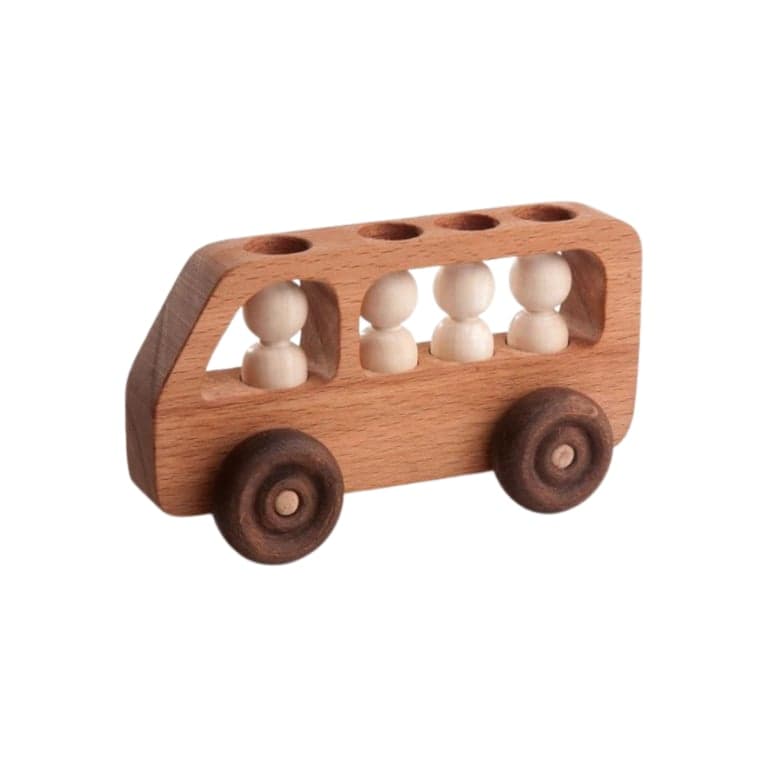 PoppyBabyCo Houten Speelgoedbus met Passagiers