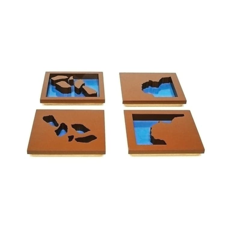 Alison's Montessori Houten Land en Water Dienbladen Premium Kwaliteit Set 2