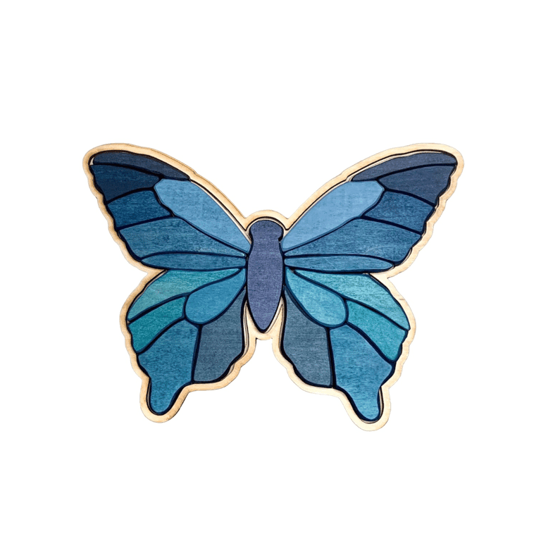 Sensory Play Houten Blauwe Vlinder Grove Vorm Puzzels