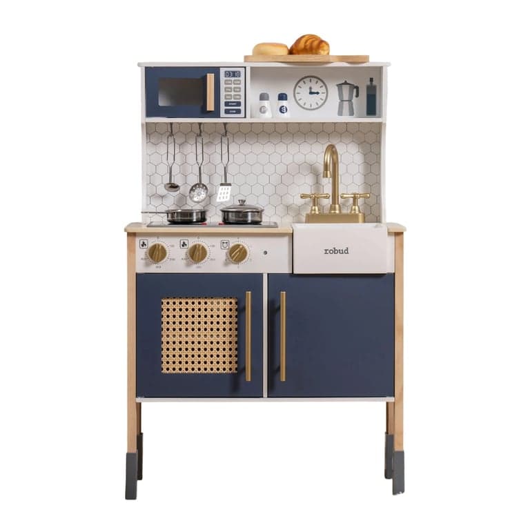 Robud Houten Kinder Speelkeukenset Vintage Pretend Blauw