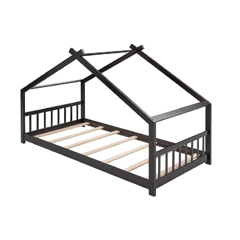 Bellemave Eenpersoons Huis Bedframe met Hoofd- en Voetbord Espresso