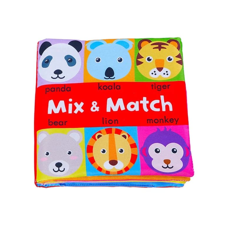 Seaside-Montessori Mix en Match Linnen Boek Jungle Dieren (Engelstalig)