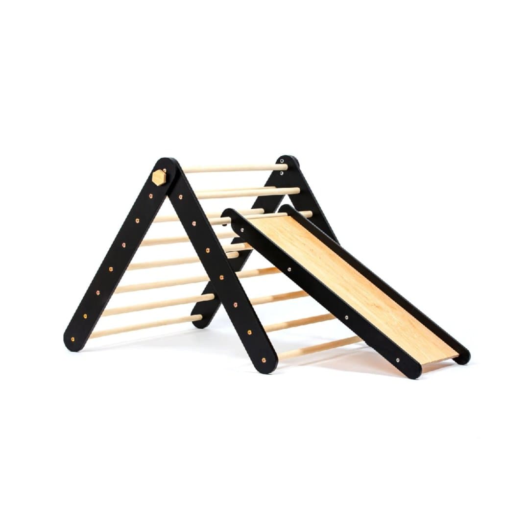 Duck Woodworks Klimdriehoek met Glijbaan Zwart