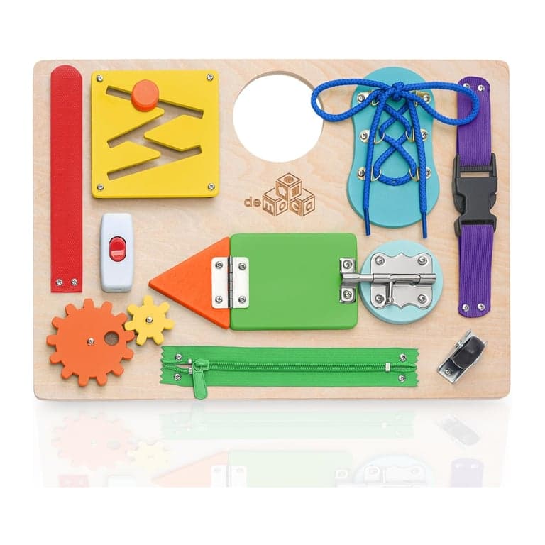 deMoca Wooden Activiteitenbord met Sensorisch Speelgoed Kleur