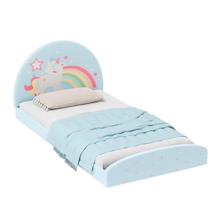 Honey Joy Kinder-Eénpersoons Vloerbed Blauw Regenboog
