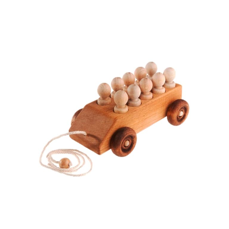 PoppyBabyCo-Trekauto Met Houten Pinnetjes Passagiers