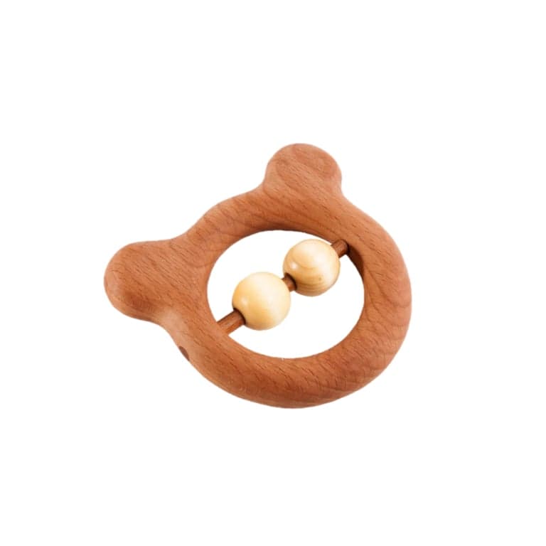 PoppyBabyCo Houten Baby Rammelaar-Teether Beer