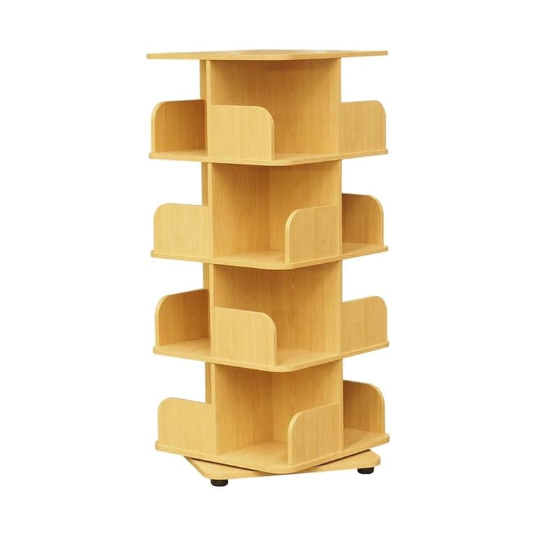 Kings Brand Furniture 4-Niveaus Draaibare Boekenkast Naturel