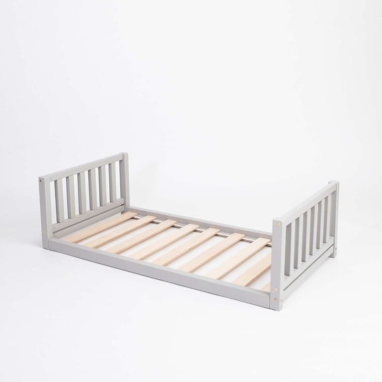 Sweet Home From Wood Floor Bed met Hoofdeinde en Voeteneind Eenpersoons Grijs