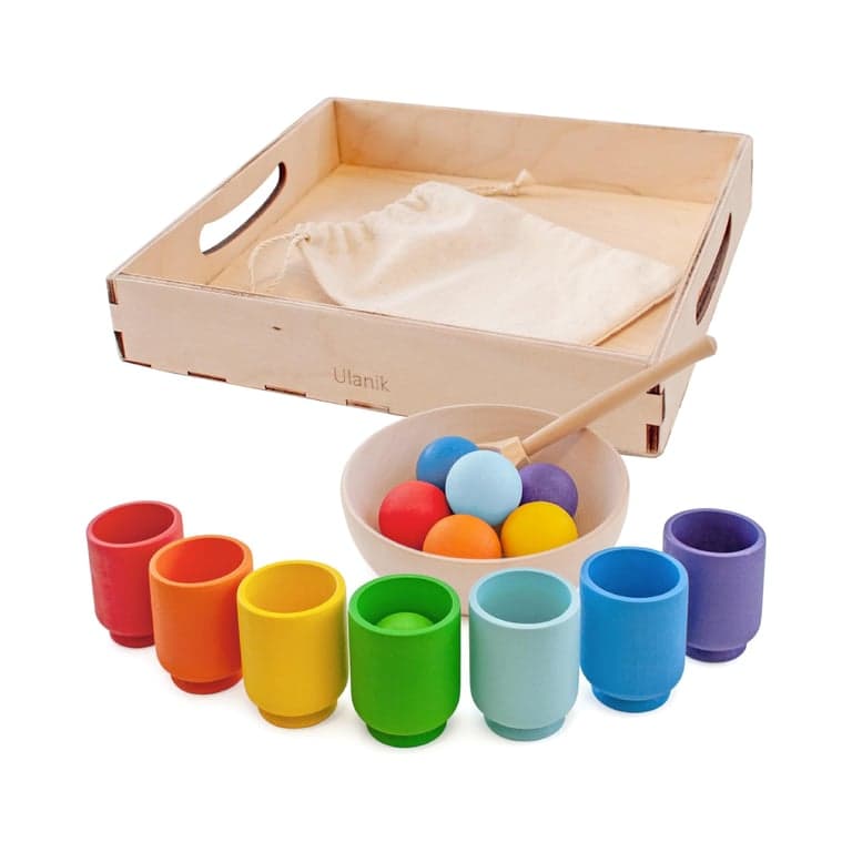 Ulanik Regenboog Ballen in Kopjes Kleur Sorteerder Klein