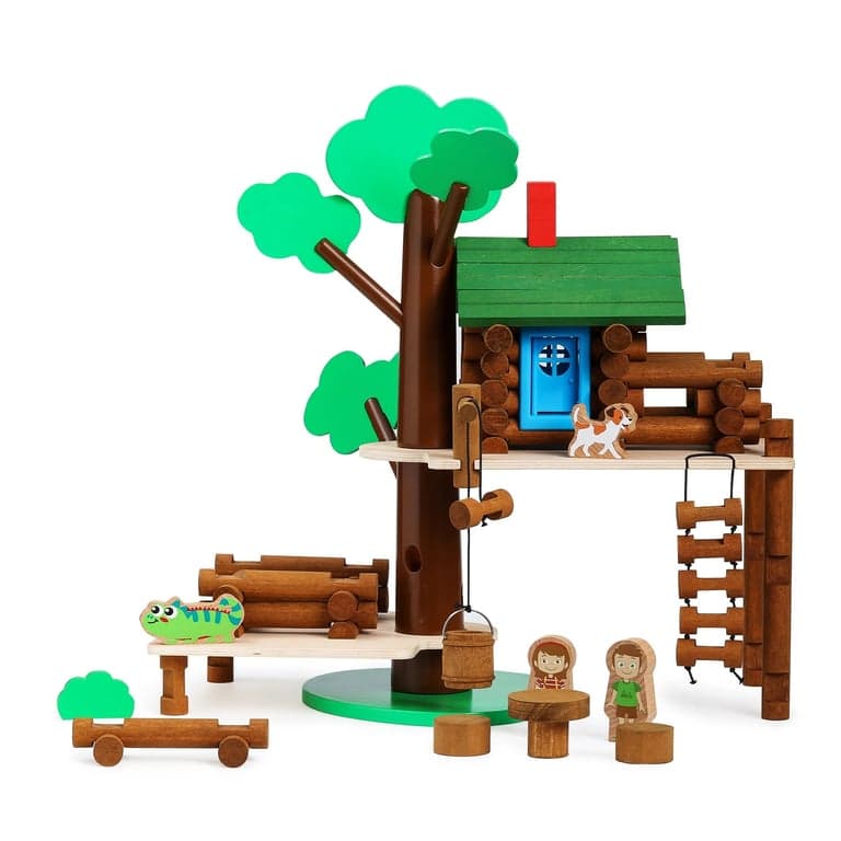 SainSmart Jr. Houten Blokhut Bouwset Speelgoed 84 Stuks
