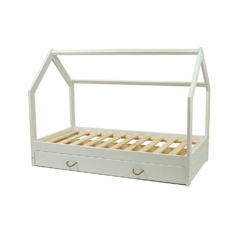 Merly Huis Vloerbed Met Opbergvak Wit Eenpersoons 160 x 80 cm