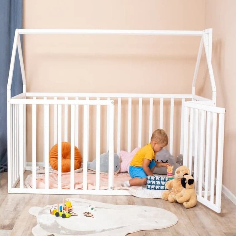 Busywood House Boxbed met Hoge Relingen Wit Eenpersoons Maat