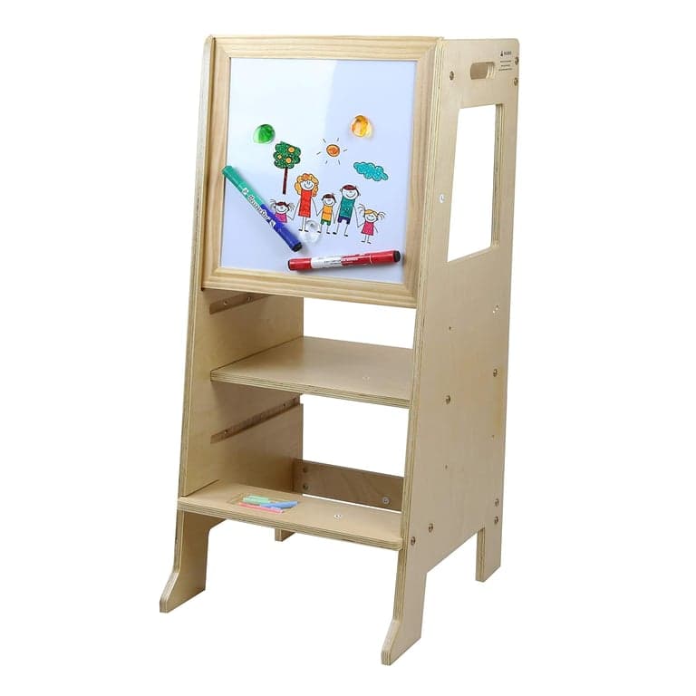 Clevr Leertoren met Schoolbord en Whiteboard Verstelbaar Natuurlijk